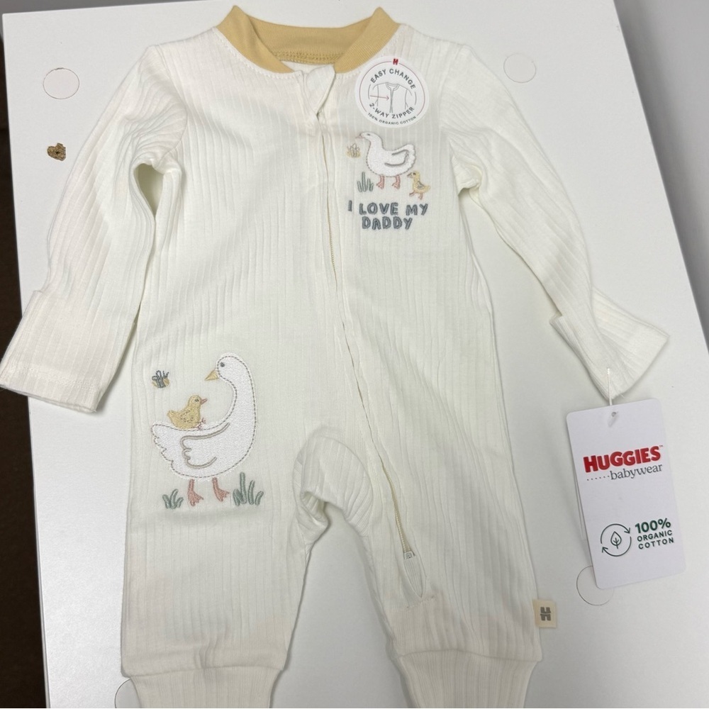 Huggies Babywear White Bodysuit with Duck Print